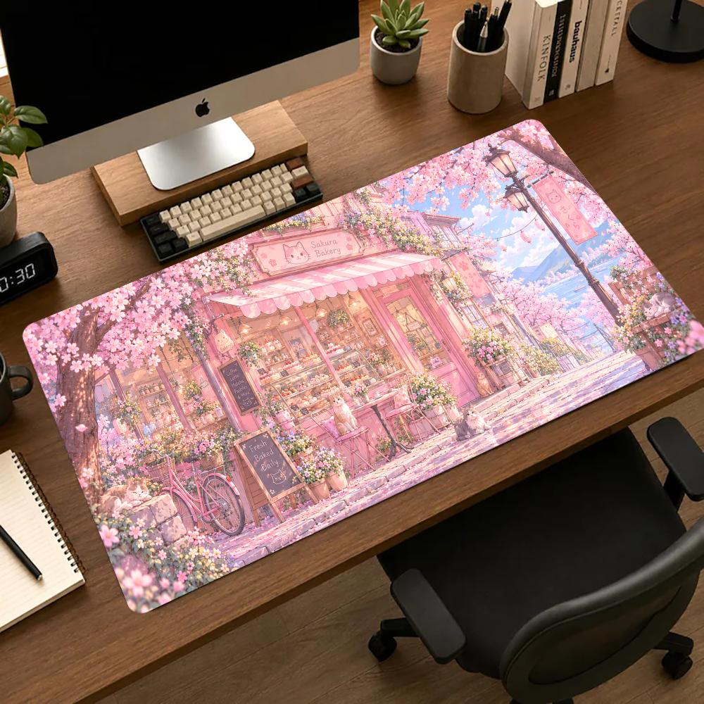 Gaming Accessories Shop - Kiraz Çiçeği Temalı Masaüstü Mouse Pad'leri,